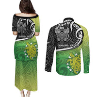 Custom New Zealand Cook Islands Couples Matching Puletasi and Long Sleeve Button Shirt Maori Tiki With Circle Stars Turtle - Polynesian Pride