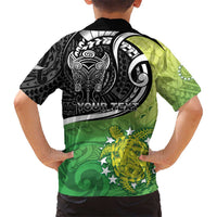 Custom New Zealand Cook Islands Family Matching Off The Shoulder Long Sleeve Dress and Hawaiian Shirt Maori Tiki With Circle Stars Turtle - Polynesian Pride