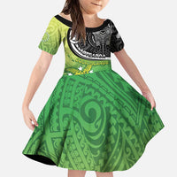 Custom New Zealand Cook Islands Family Matching Off Shoulder Short Dress and Hawaiian Shirt Maori Tiki With Circle Stars Turtle - Polynesian Pride