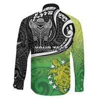 Custom New Zealand Cook Islands Family Matching Off Shoulder Short Dress and Hawaiian Shirt Maori Tiki With Circle Stars Turtle - Polynesian Pride