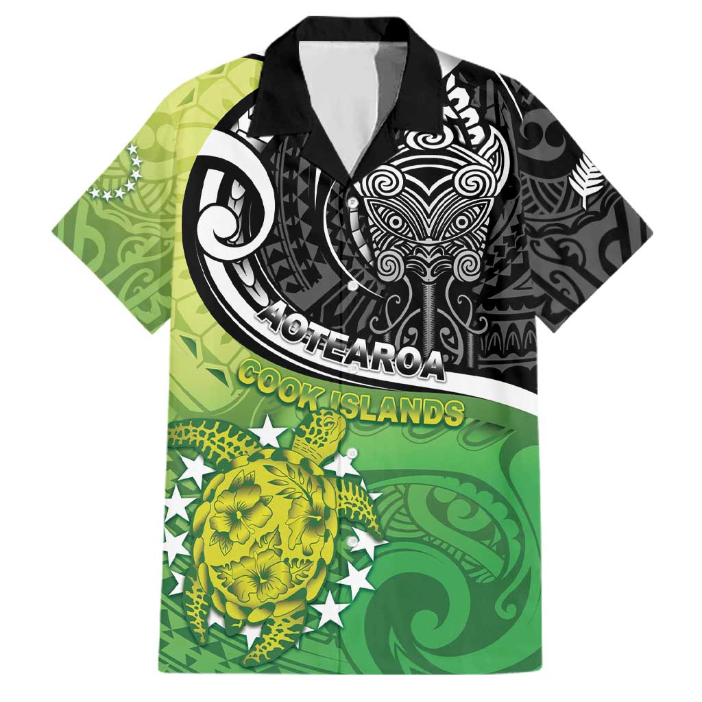 Custom New Zealand Cook Islands Family Matching Summer Maxi Dress and Hawaiian Shirt Maori Tiki With Circle Stars Turtle - Polynesian Pride