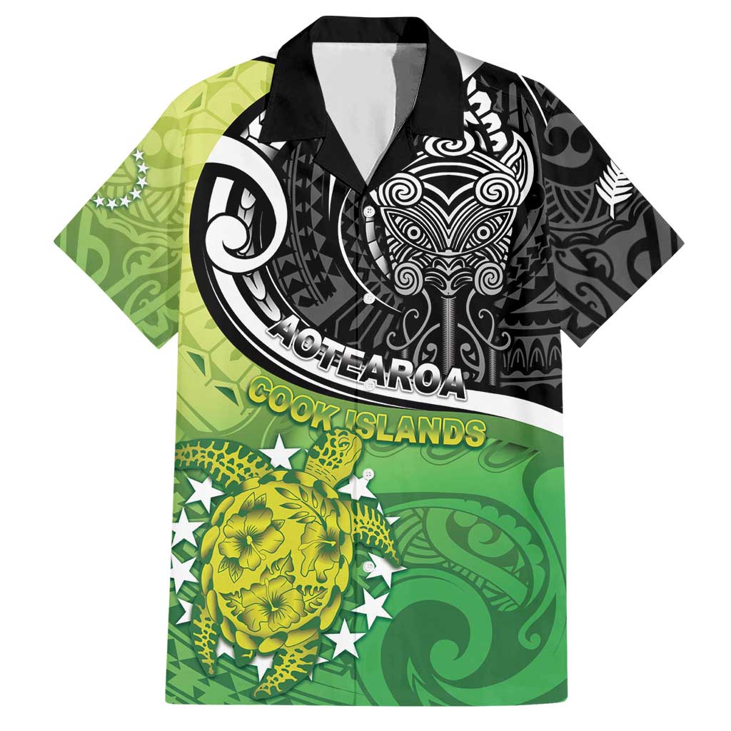Custom New Zealand Cook Islands Hawaiian Shirt Maori Tiki With Circle Stars Turtle - Polynesian Pride