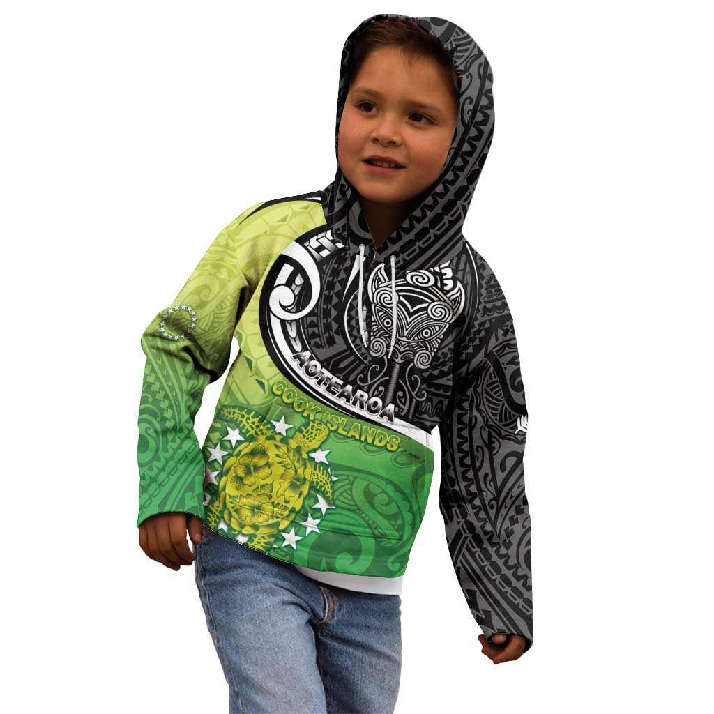 Personalised New Zealand Cook Islands Kid Hoodie Maori Tiki With Circle Stars Turtle LT05 - Polynesian Pride