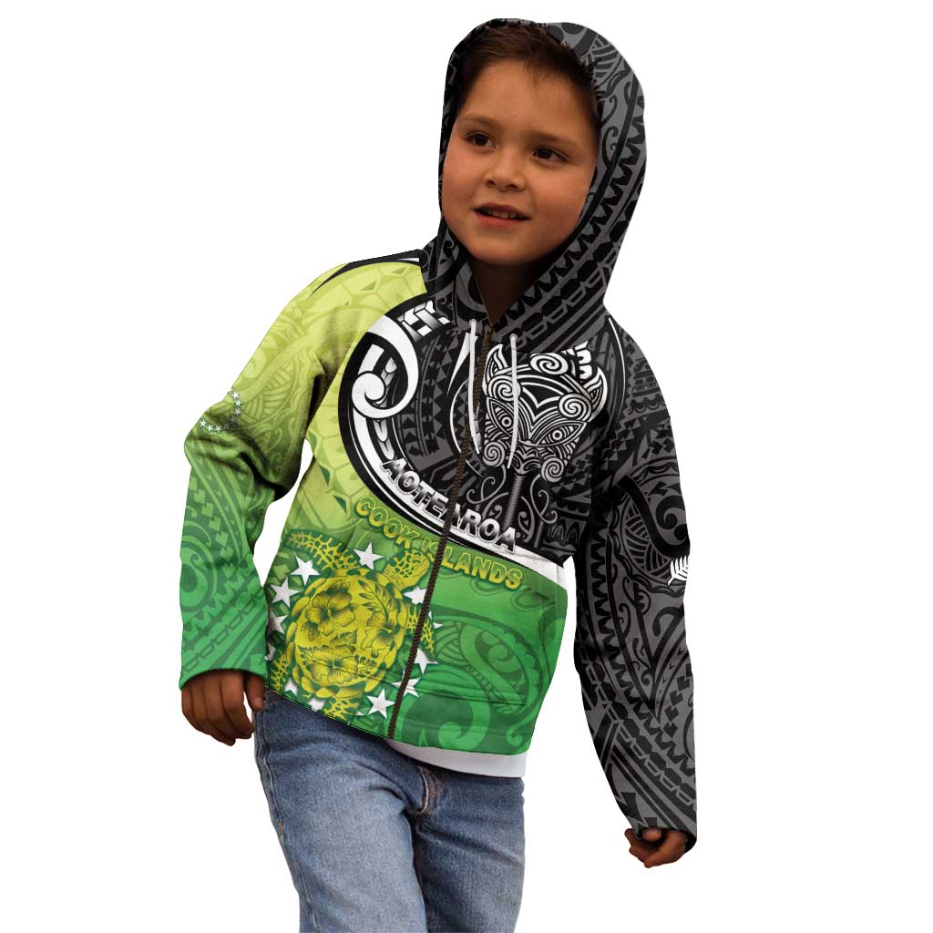 Personalised New Zealand Cook Islands Kid Hoodie Maori Tiki With Circle Stars Turtle LT05 - Polynesian Pride