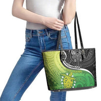 New Zealand Cook Islands Leather Tote Bag Maori Tiki With Circle Stars Turtle LT05 - Polynesian Pride