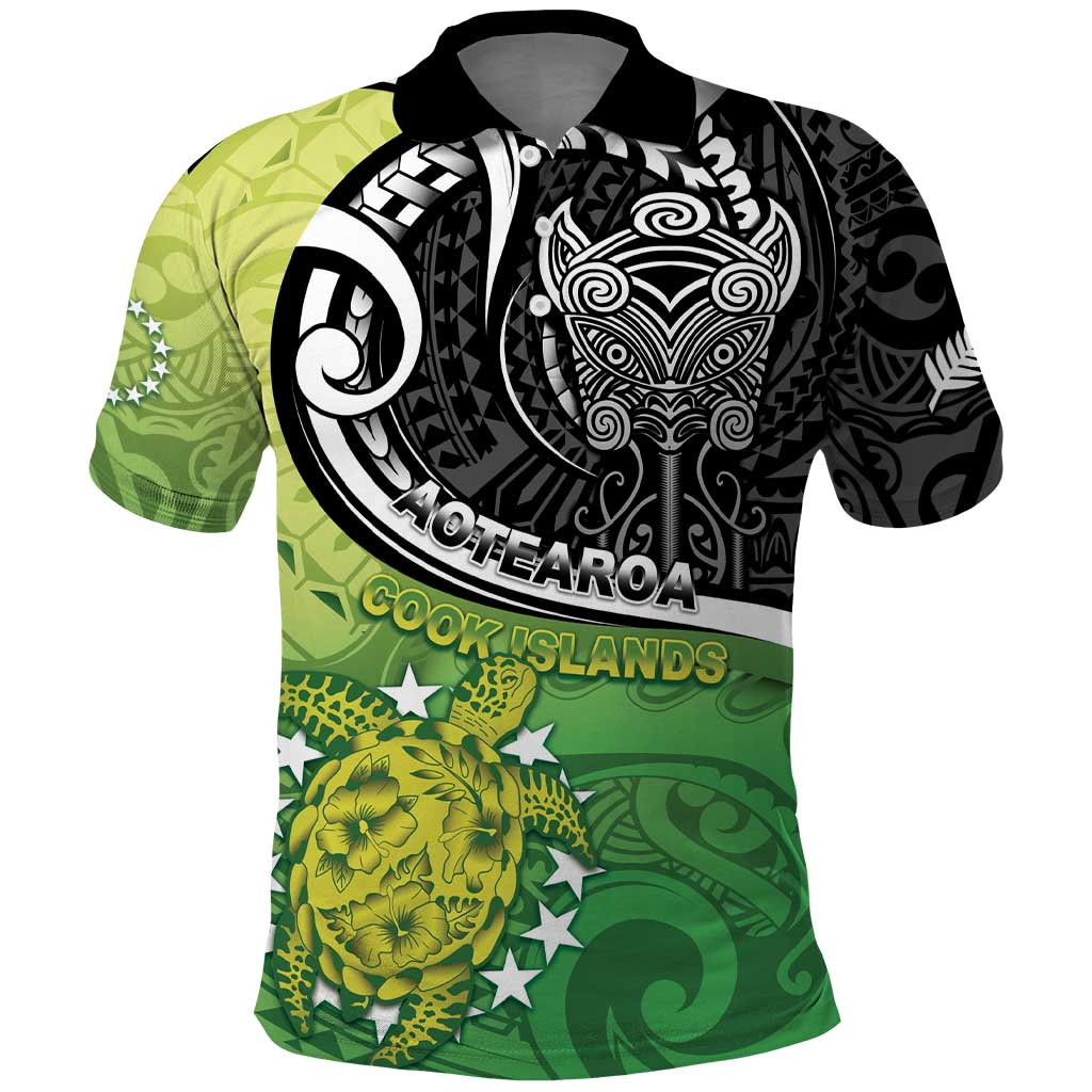 Personalised New Zealand Cook Islands Polo Shirt Maori Tiki With Circle Stars Turtle LT05 Multicolor - Polynesian Pride