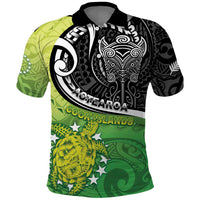 Personalised New Zealand Cook Islands Polo Shirt Maori Tiki With Circle Stars Turtle LT05 Multicolor - Polynesian Pride