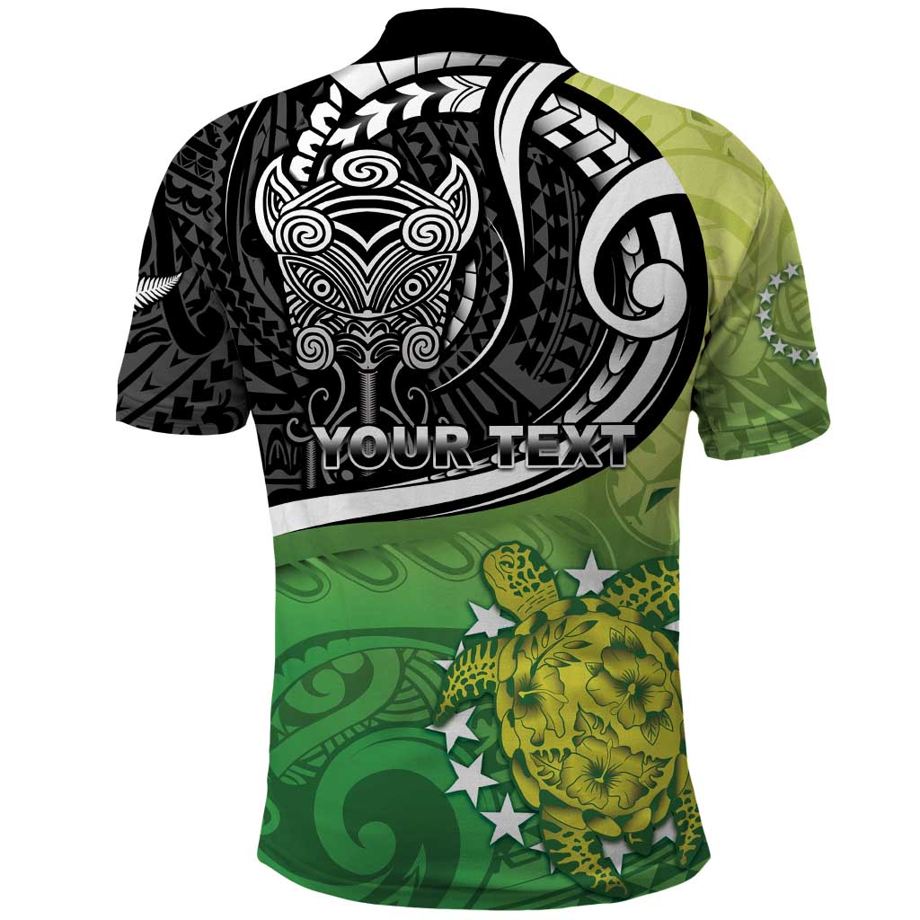 Personalised New Zealand Cook Islands Polo Shirt Maori Tiki With Circle Stars Turtle LT05 - Polynesian Pride