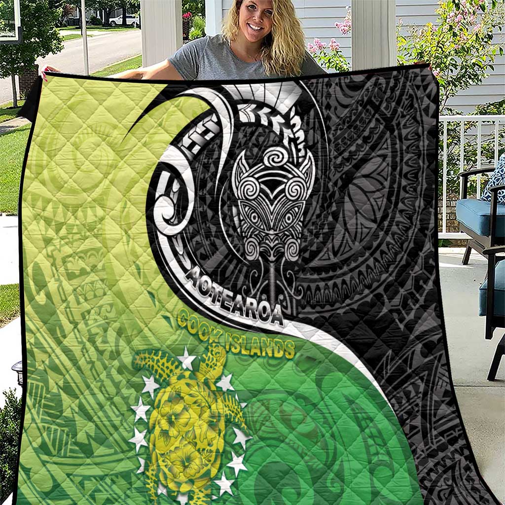 New Zealand Cook Islands Quilt Maori Tiki With Circle Stars Turtle - Polynesian Pride
