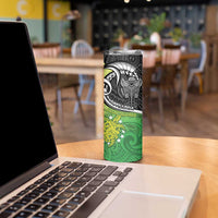 Custom New Zealand Cook Islands Skinny Tumbler Maori Tiki With Circle Stars Turtle - Polynesian Pride