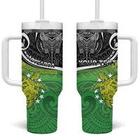Personalised New Zealand Cook Islands Tumbler With Handle Maori Tiki With Circle Stars Turtle LT05 One Size: 40 oz Multicolor - Polynesian Pride