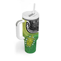 Personalised New Zealand Cook Islands Tumbler With Handle Maori Tiki With Circle Stars Turtle LT05 - Polynesian Pride