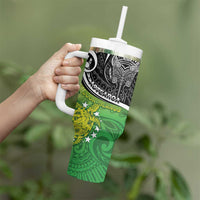Personalised New Zealand Cook Islands Tumbler With Handle Maori Tiki With Circle Stars Turtle LT05 - Polynesian Pride
