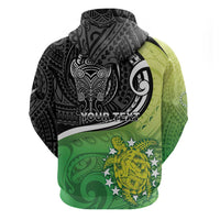 Personalised New Zealand Cook Islands Zip Hoodie Maori Tiki With Circle Stars Turtle LT05 - Polynesian Pride