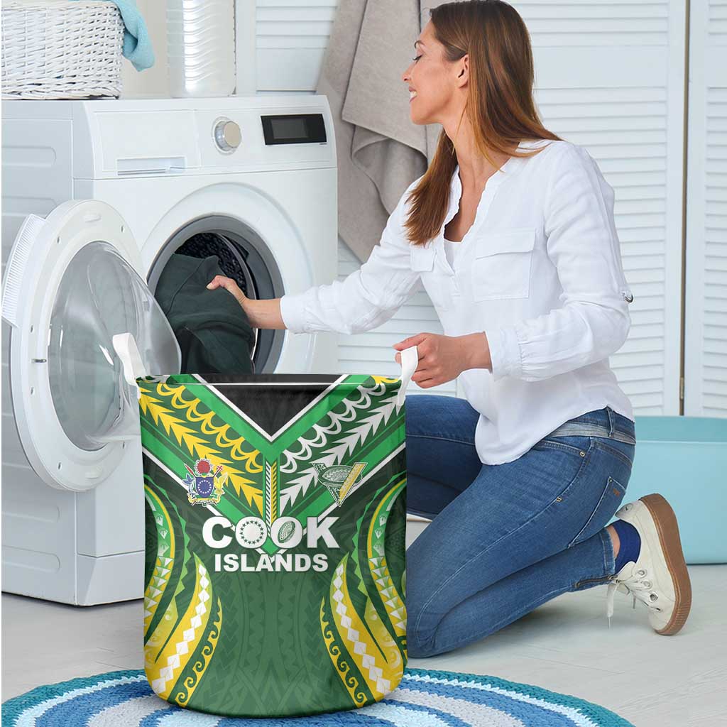 Cook Islands Rugby Laundry Basket Unique Style Green Version - Polynesian Pride