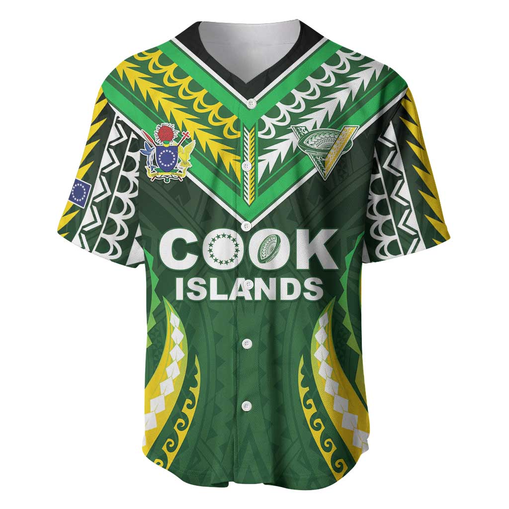Custom Cook Islands Rugby Baseball Jersey Unique Style Green Version - Polynesian Pride