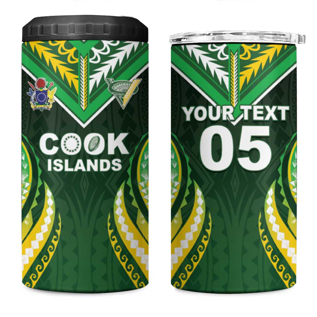 Custom Cook Islands Rugby 4 in 1 Can Cooler Tumbler Unique Style Green Version LT05 One Size: 16 oz Green - Polynesian Pride