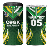 Custom Cook Islands Rugby 4 in 1 Can Cooler Tumbler Unique Style Green Version LT05 One Size: 16 oz Green - Polynesian Pride