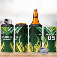 Custom Cook Islands Rugby 4 in 1 Can Cooler Tumbler Unique Style Green Version LT05 - Polynesian Pride