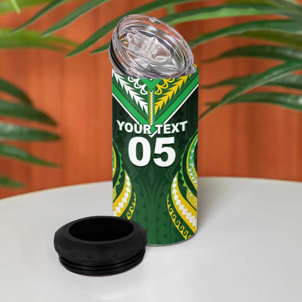 Custom Cook Islands Rugby 4 in 1 Can Cooler Tumbler Unique Style Green Version LT05 - Polynesian Pride