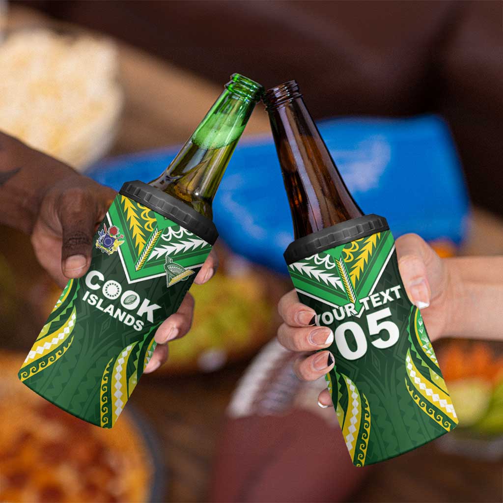 Custom Cook Islands Rugby 4 in 1 Can Cooler Tumbler Unique Style Green Version LT05 - Polynesian Pride