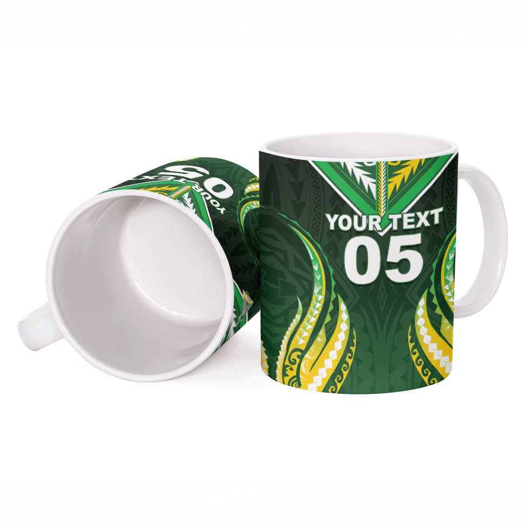 Custom Cook Islands Rugby Ceramic Mug Unique Style Green Version - Polynesian Pride