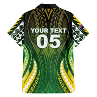 Custom Cook Islands Rugby Family Matching Long Sleeve Bodycon Dress and Hawaiian Shirt Unique Style Green Version - Polynesian Pride