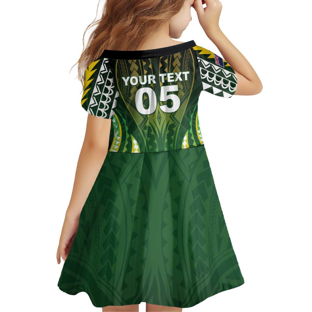 Custom Cook Islands Rugby Family Matching Off Shoulder Maxi Dress and Hawaiian Shirt Unique Style Green Version - Polynesian Pride