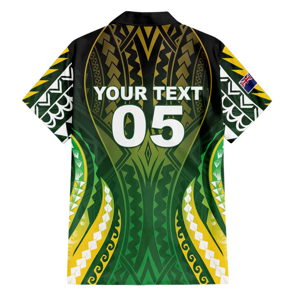 Custom Cook Islands Rugby Family Matching Off Shoulder Short Dress and Hawaiian Shirt Unique Style Green Version - Polynesian Pride