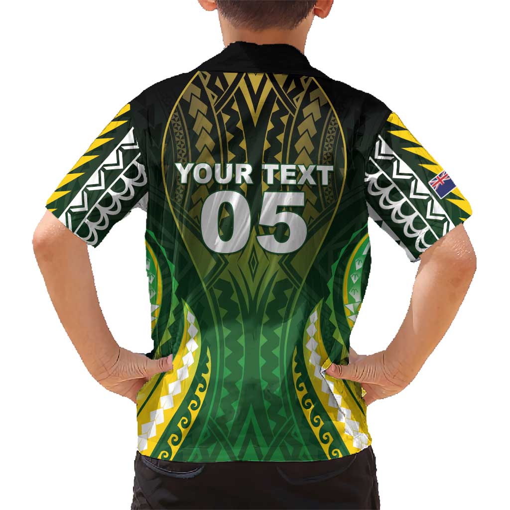 Custom Cook Islands Rugby Family Matching Summer Maxi Dress and Hawaiian Shirt Unique Style Green Version - Polynesian Pride