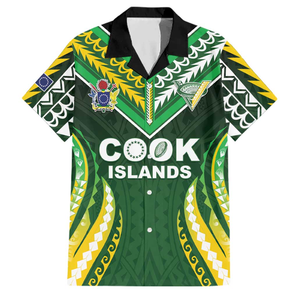 Custom Cook Islands Rugby Family Matching Summer Maxi Dress and Hawaiian Shirt Unique Style Green Version - Polynesian Pride