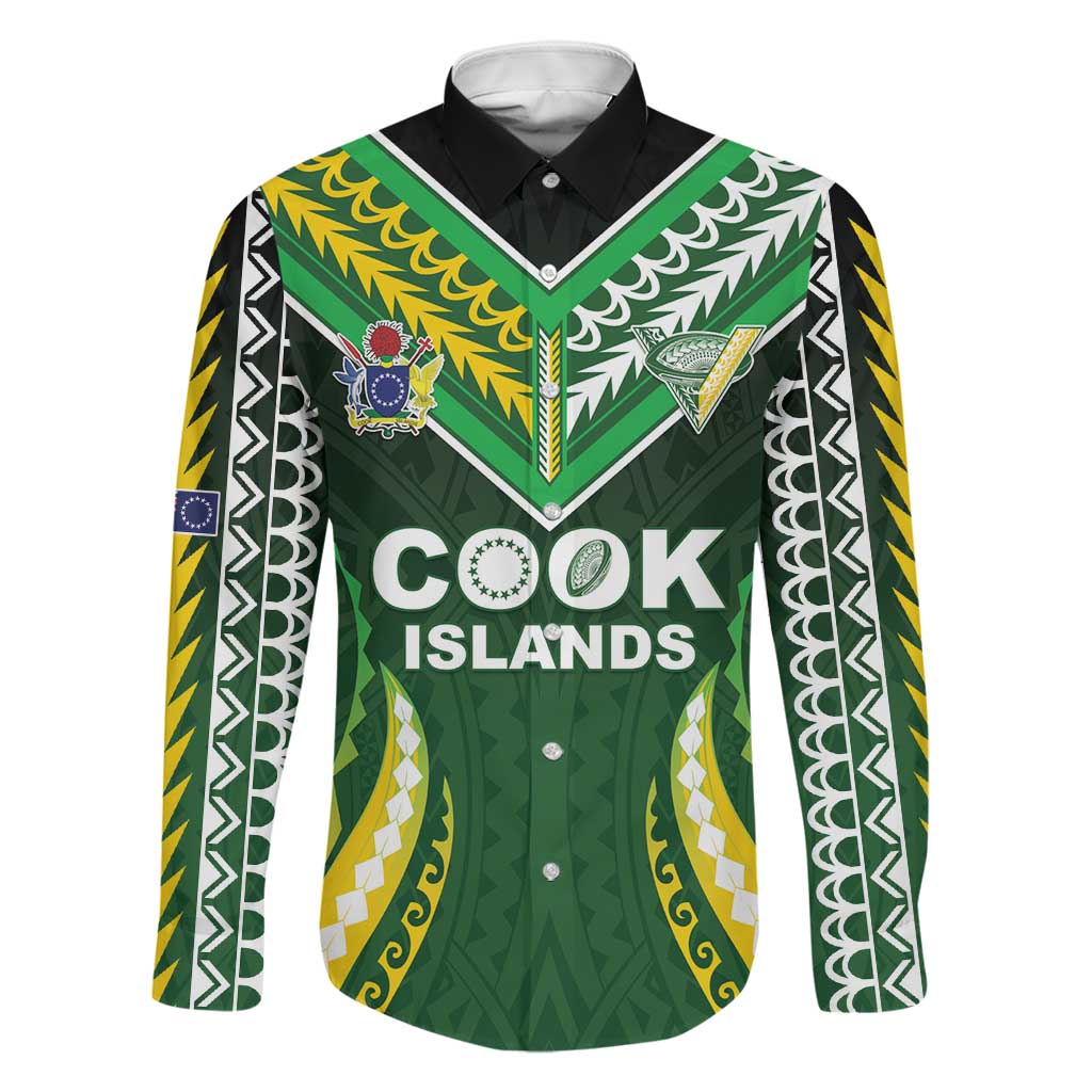 Custom Cook Islands Rugby Family Matching Summer Maxi Dress and Hawaiian Shirt Unique Style Green Version - Polynesian Pride