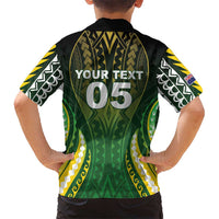 Custom Cook Islands Rugby Family Matching Tank Maxi Dress and Hawaiian Shirt Unique Style Green Version - Polynesian Pride
