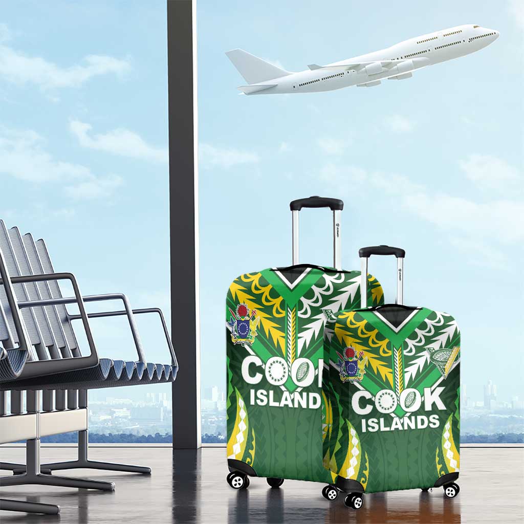 Cook Islands Rugby Luggage Cover Unique Style Green Version - Polynesian Pride