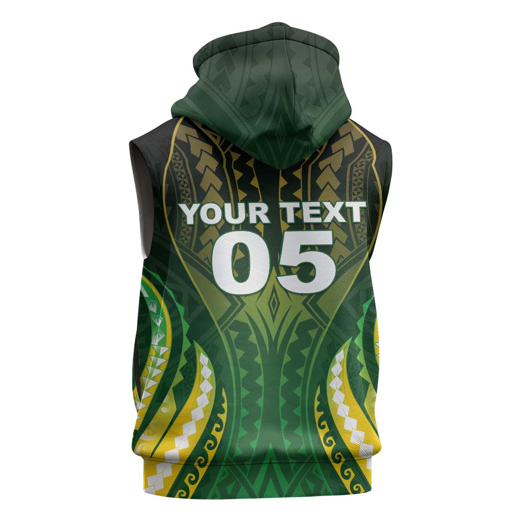 Custom Cook Islands Rugby Sleeveless Hoodie Unique Style Green Version - Polynesian Pride