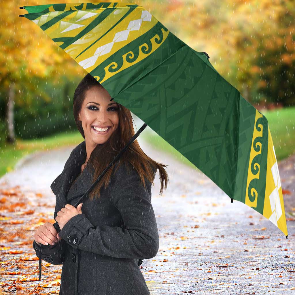 Cook Islands Rugby Umbrella Unique Style Green Version - Polynesian Pride