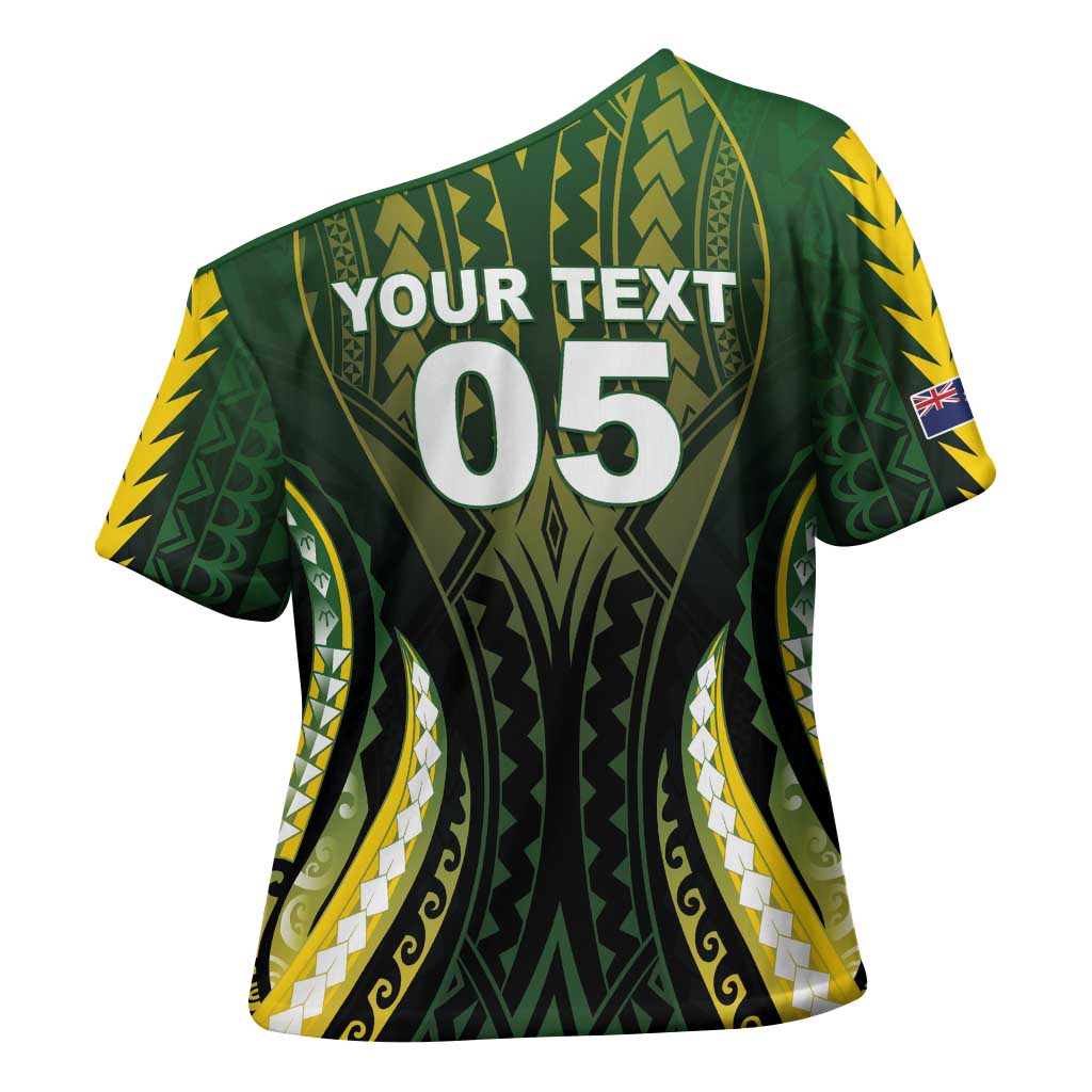 Custom Cook Islands Rugby Cross Shoulder Shirt Unique Style Black Version - Polynesian Pride