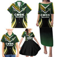 Custom Cook Islands Rugby Family Matching Puletasi and Hawaiian Shirt Unique Style Black Version LT05 - Polynesian Pride