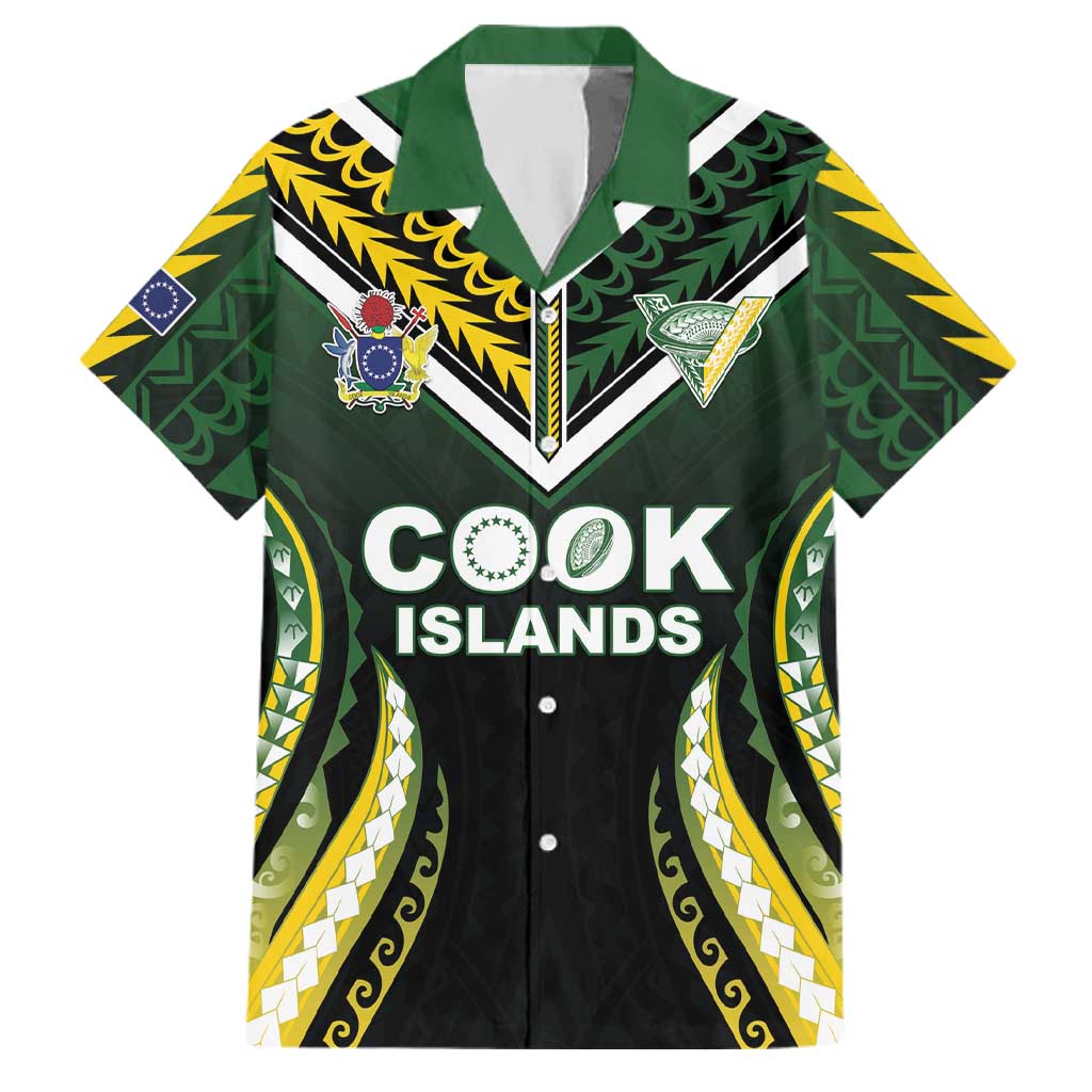 Custom Cook Islands Rugby Family Matching Puletasi and Hawaiian Shirt Unique Style Black Version LT05 Dad's Shirt - Short Sleeve Black - Polynesian Pride