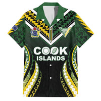 Custom Cook Islands Rugby Family Matching Puletasi and Hawaiian Shirt Unique Style Black Version LT05 Dad's Shirt - Short Sleeve Black - Polynesian Pride