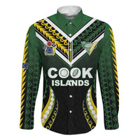 Custom Cook Islands Rugby Family Matching Puletasi and Hawaiian Shirt Unique Style Black Version LT05 Dad's Shirt - Long Sleeve Black - Polynesian Pride