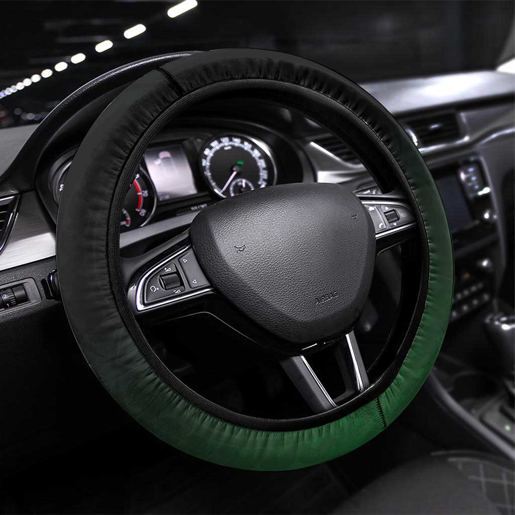 Cook Islands Rugby Steering Wheel Cover Unique Style Black Version - Polynesian Pride