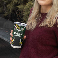 Custom Cook Islands Rugby Tumbler Cup Unique Style Black Version - Polynesian Pride