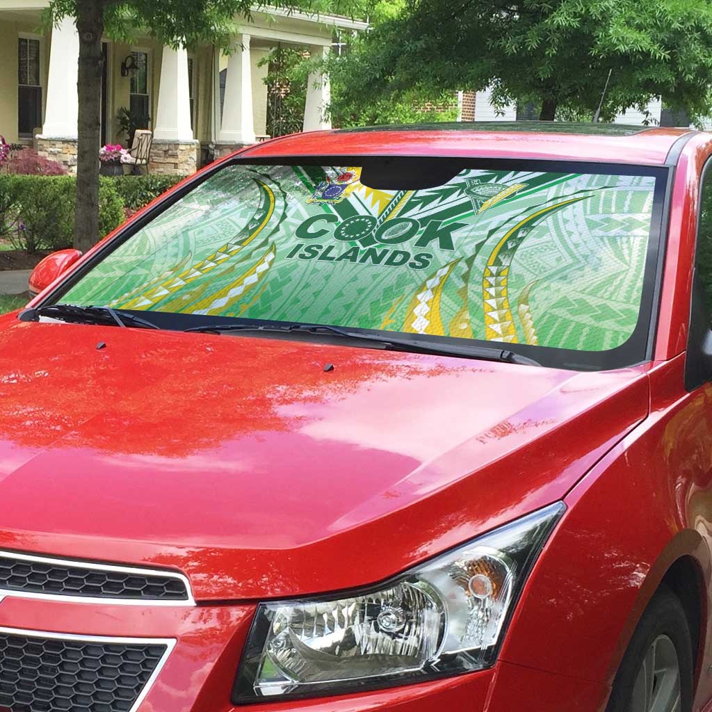Cook Islands Rugby Auto Sun Shade Unique Style White Version - Polynesian Pride