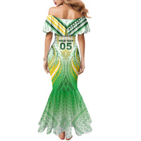 Custom Cook Islands Rugby Family Matching Mermaid Dress and Hawaiian Shirt Unique Style White Version - Polynesian Pride