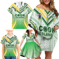 Custom Cook Islands Rugby Family Matching Off Shoulder Short Dress and Hawaiian Shirt Unique Style White Version - Polynesian Pride