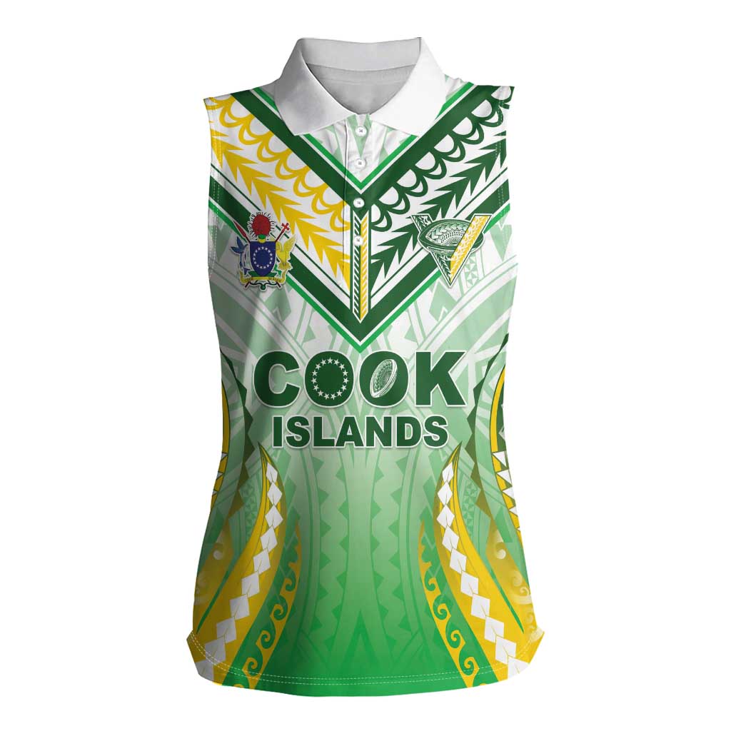 Custom Cook Islands Rugby Women Sleeveless Polo Shirt Unique Style White Version LT05 Female White - Polynesian Pride