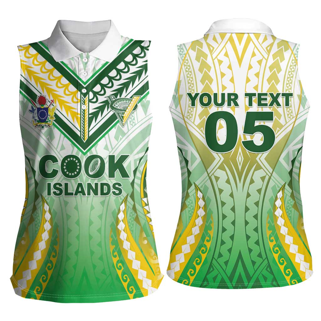 Custom Cook Islands Rugby Women Sleeveless Polo Shirt Unique Style White Version LT05 - Polynesian Pride