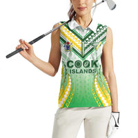 Custom Cook Islands Rugby Women Sleeveless Polo Shirt Unique Style White Version LT05 - Polynesian Pride