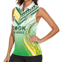 Custom Cook Islands Rugby Women Sleeveless Polo Shirt Unique Style White Version LT05 - Polynesian Pride